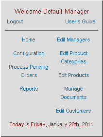 Manager Console Menu